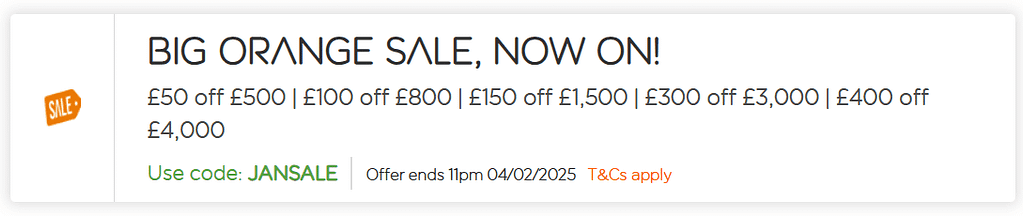 Screenshot showing easyJet Big Orange January sale deals