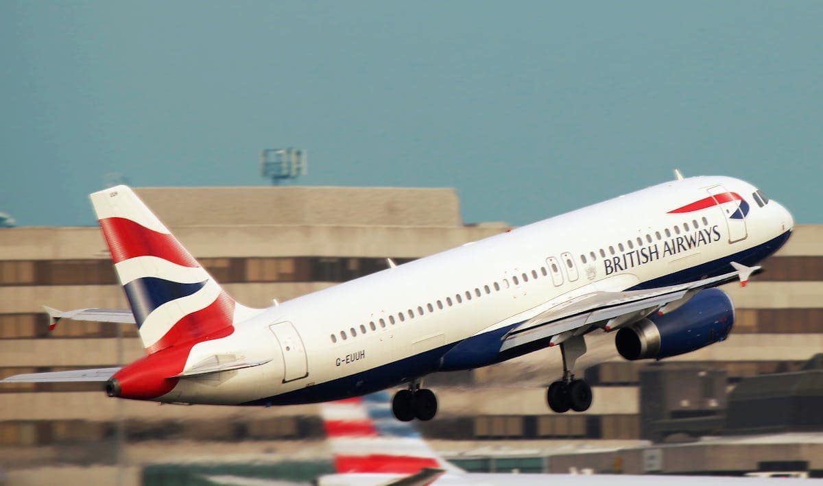 British Airways aircraft taking off from runway