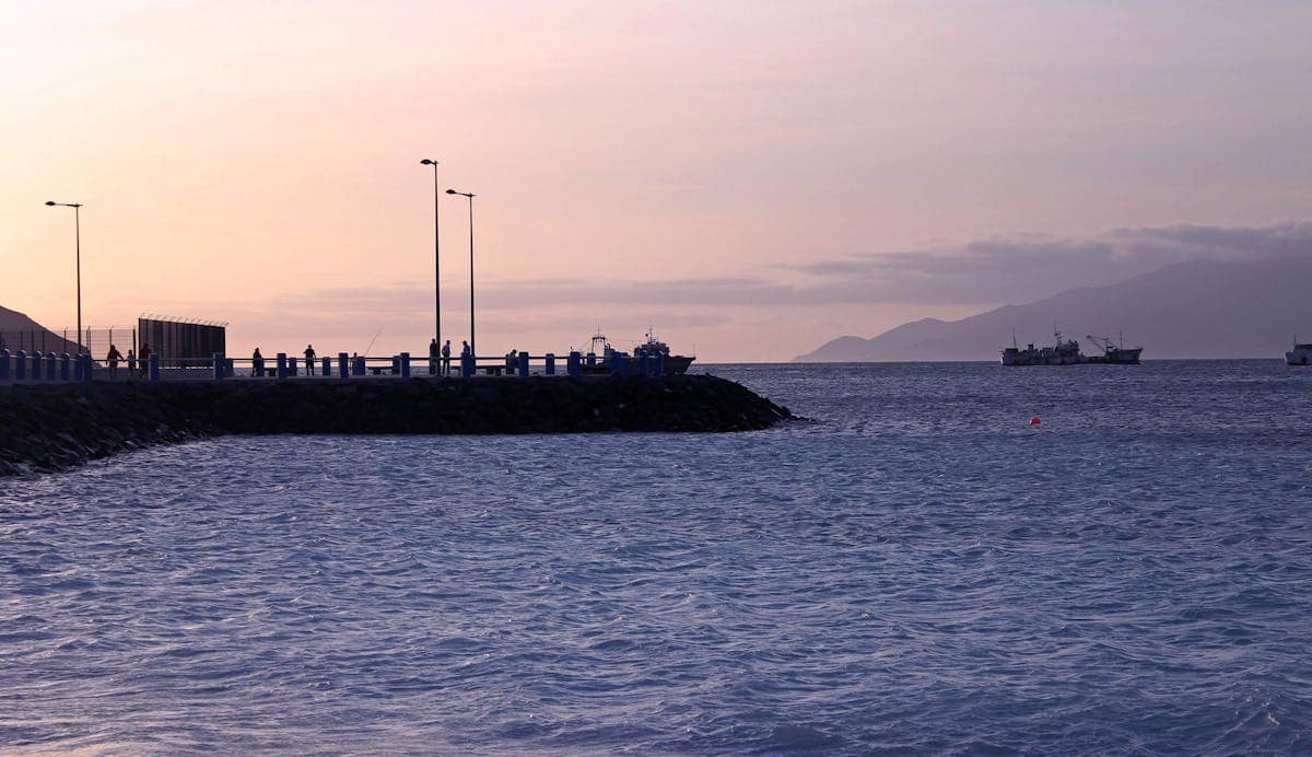 Ships moored in Mindelo harbour, Sao Vicente, Cape Verde