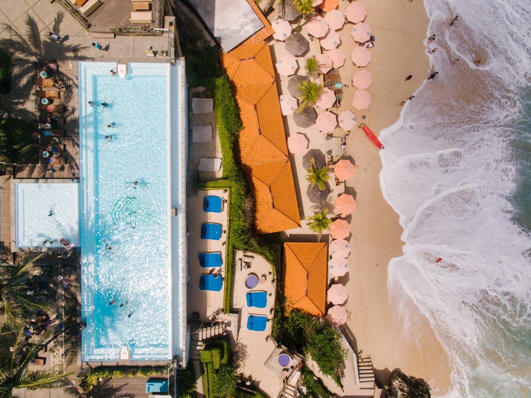 Swimming pool at a resort near the sea in Cape Verde