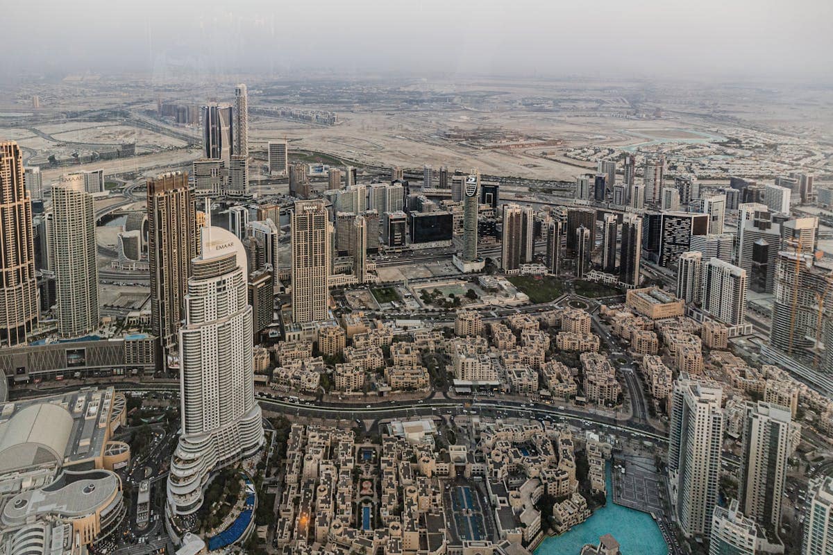Aerial photograph of Dubai city from above