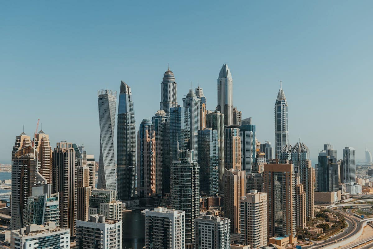 Downtown Dubai skyline panoramic view