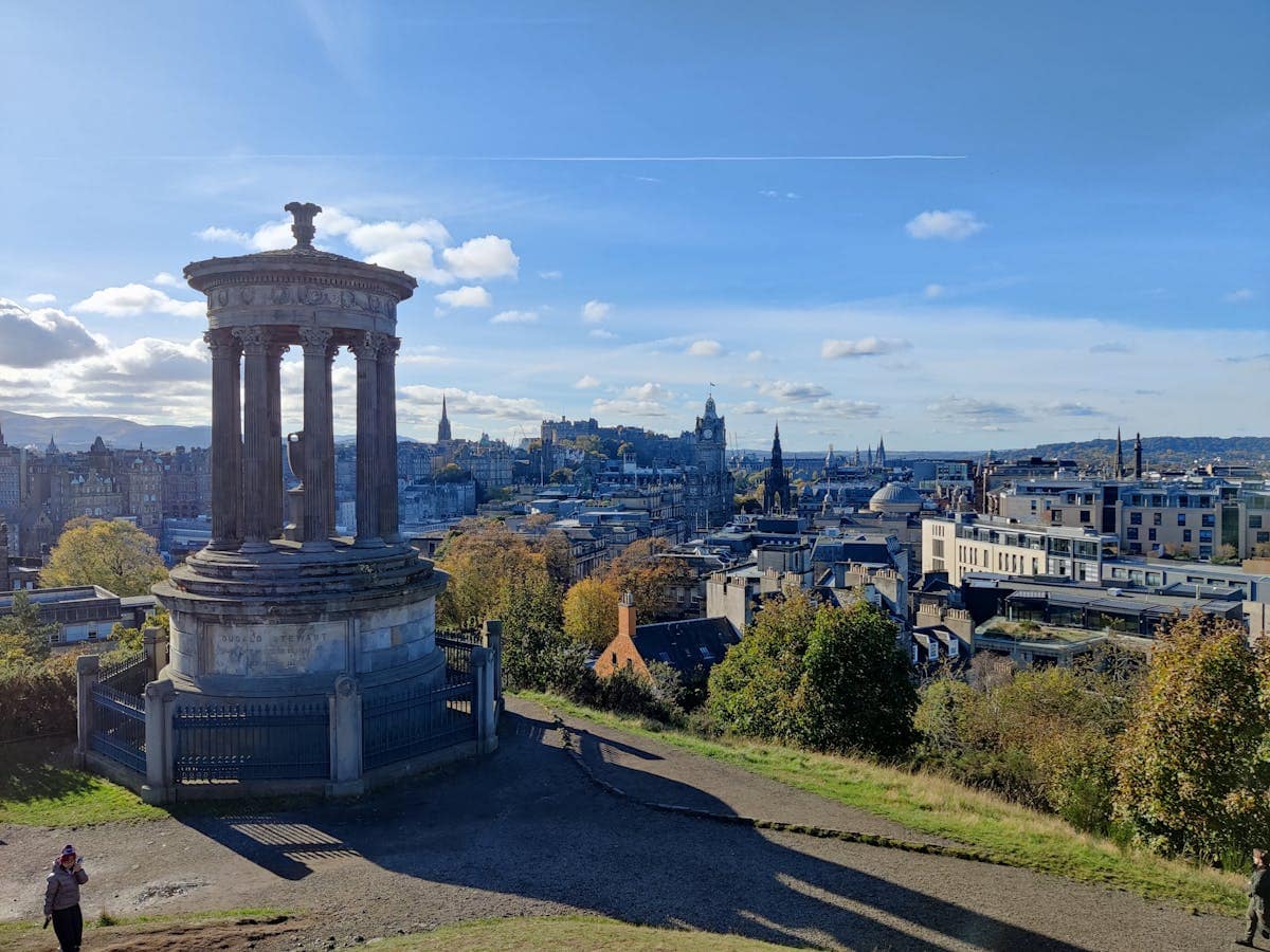 Edinburgh cityscape viewed from Calton Hill, showing the Old Town and castle