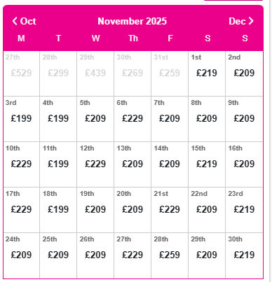 Booking page for Iceland Northern Lights tour from £199