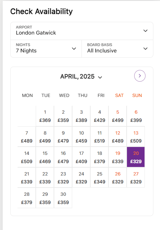 Availability in APril