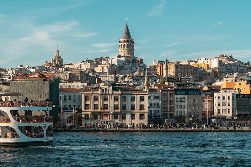 Galata Tower and the Istanbul skyline rising above the Bosphorus, Turkey