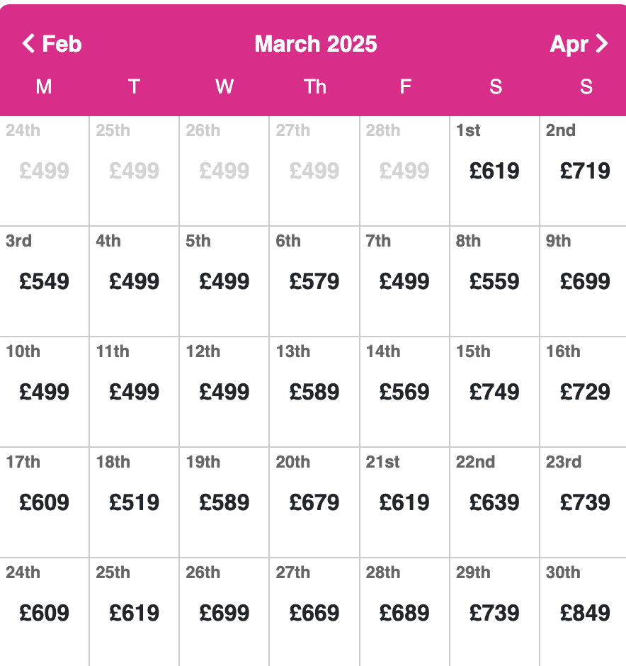 Screenshot showing 2-week Egypt Nile cruise and Hurghada resort package